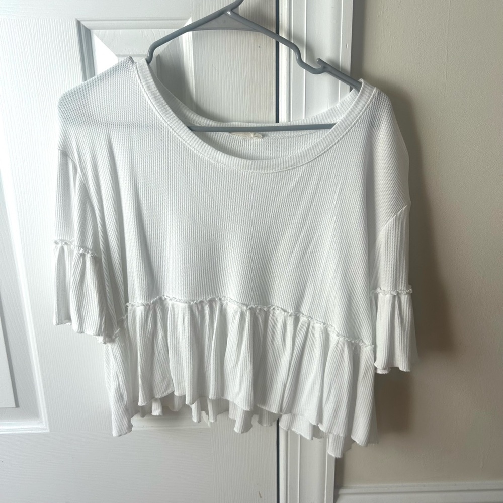 White Ruffled Women's Top